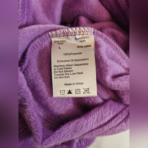 NWT Just Love Womens Purple Fuzzy Long Sleeve V-neck Pajama Top Size Large - Picture 8 of 9